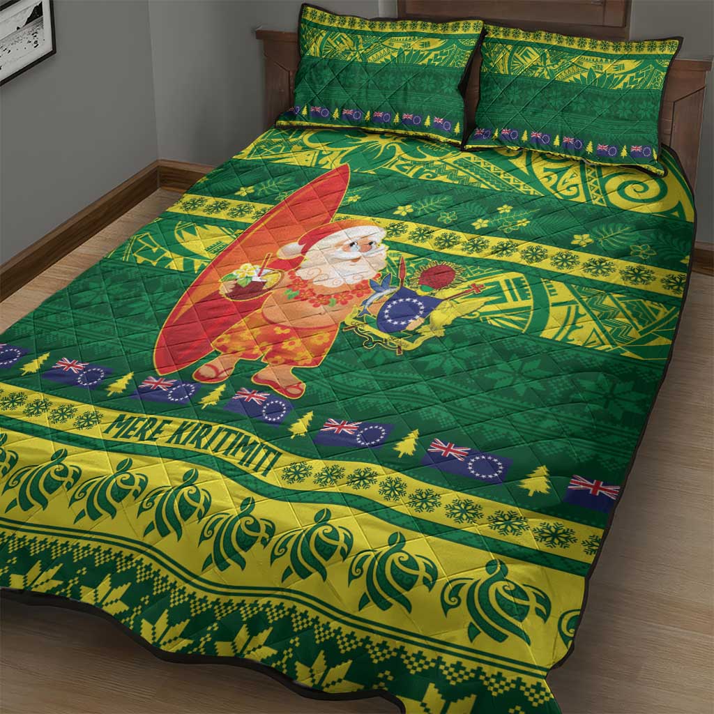 Cook Islands Christmas Quilt Bed Set Surfing Santa Mere Kiritimiti LT14 - Polynesian Pride