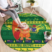 Cook Islands Christmas Round Carpet Surfing Santa Mere Kiritimiti LT14 - Polynesian Pride