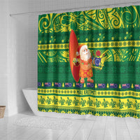 Cook Islands Christmas Shower Curtain Surfing Santa Mere Kiritimiti LT14 - Polynesian Pride