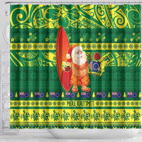 Cook Islands Christmas Shower Curtain Surfing Santa Mere Kiritimiti LT14 - Polynesian Pride