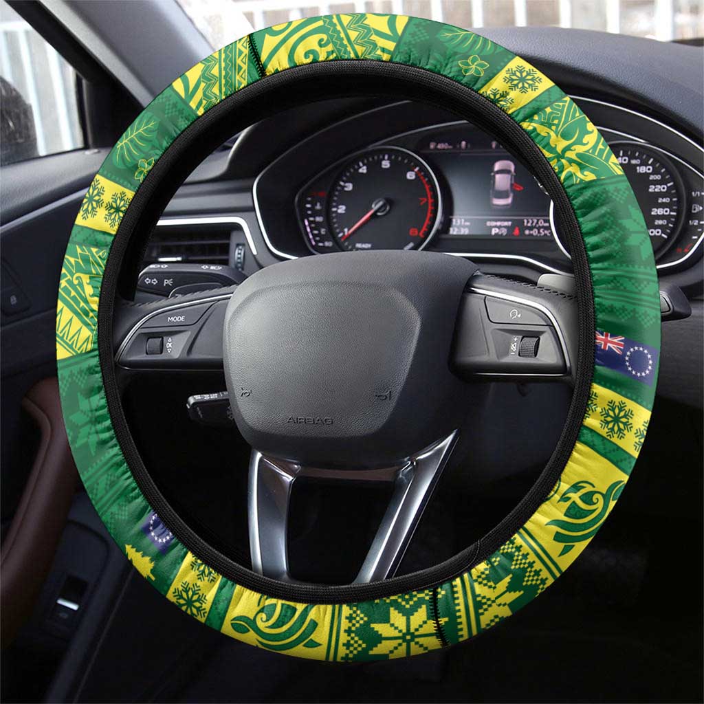 Cook Islands Christmas Steering Wheel Cover Surfing Santa Mere Kiritimiti LT14 - Polynesian Pride
