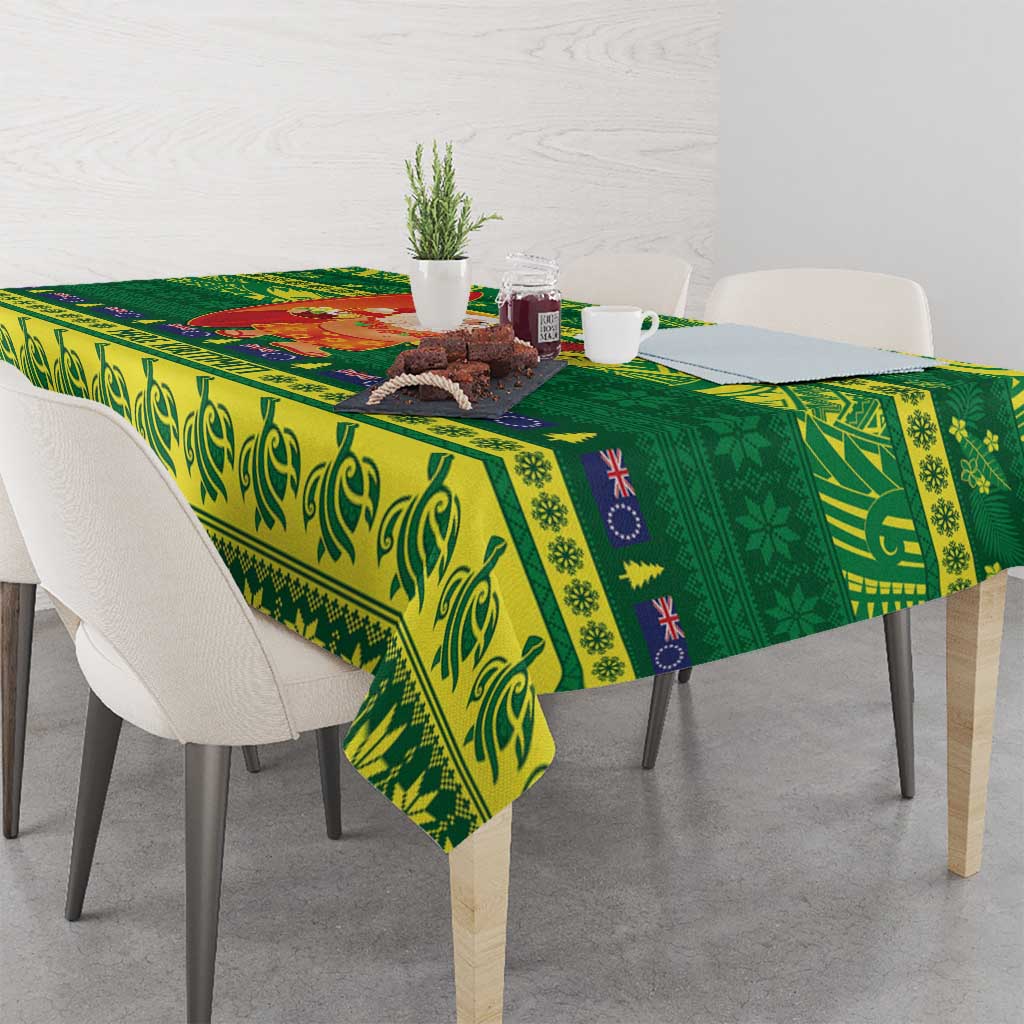 Cook Islands Christmas Tablecloth Surfing Santa Mere Kiritimiti LT14 - Polynesian Pride