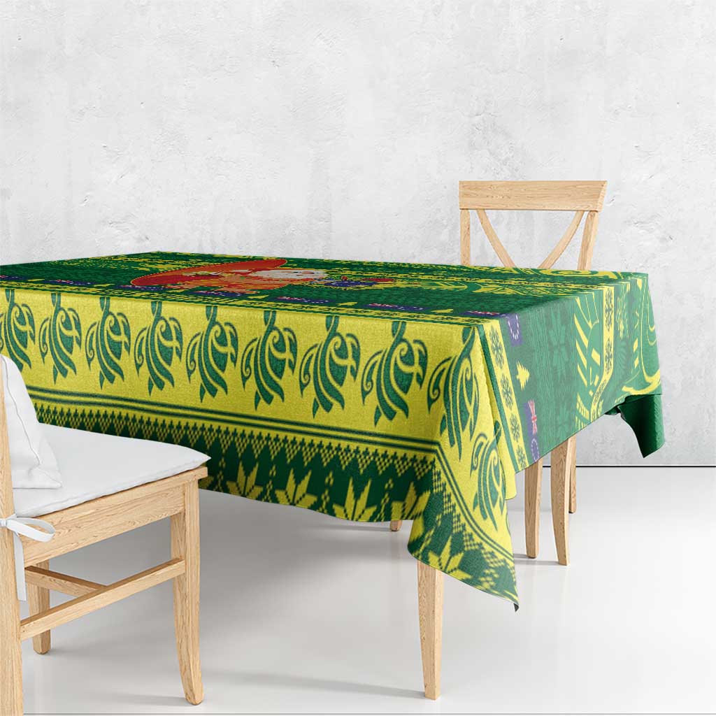 Cook Islands Christmas Tablecloth Surfing Santa Mere Kiritimiti LT14 - Polynesian Pride
