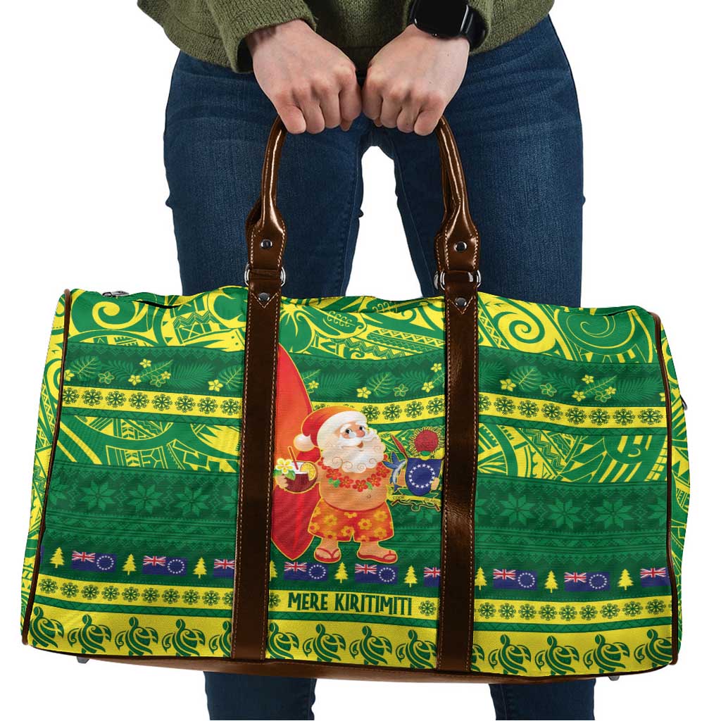 Cook Islands Christmas Travel Bag Surfing Santa Mere Kiritimiti LT14 Green - Polynesian Pride