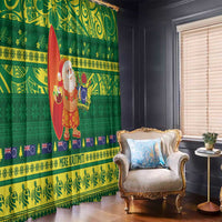 Cook Islands Christmas Window Curtain Surfing Santa Mere Kiritimiti LT14 - Polynesian Pride