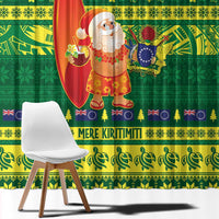 Cook Islands Christmas Window Curtain Surfing Santa Mere Kiritimiti LT14 - Polynesian Pride