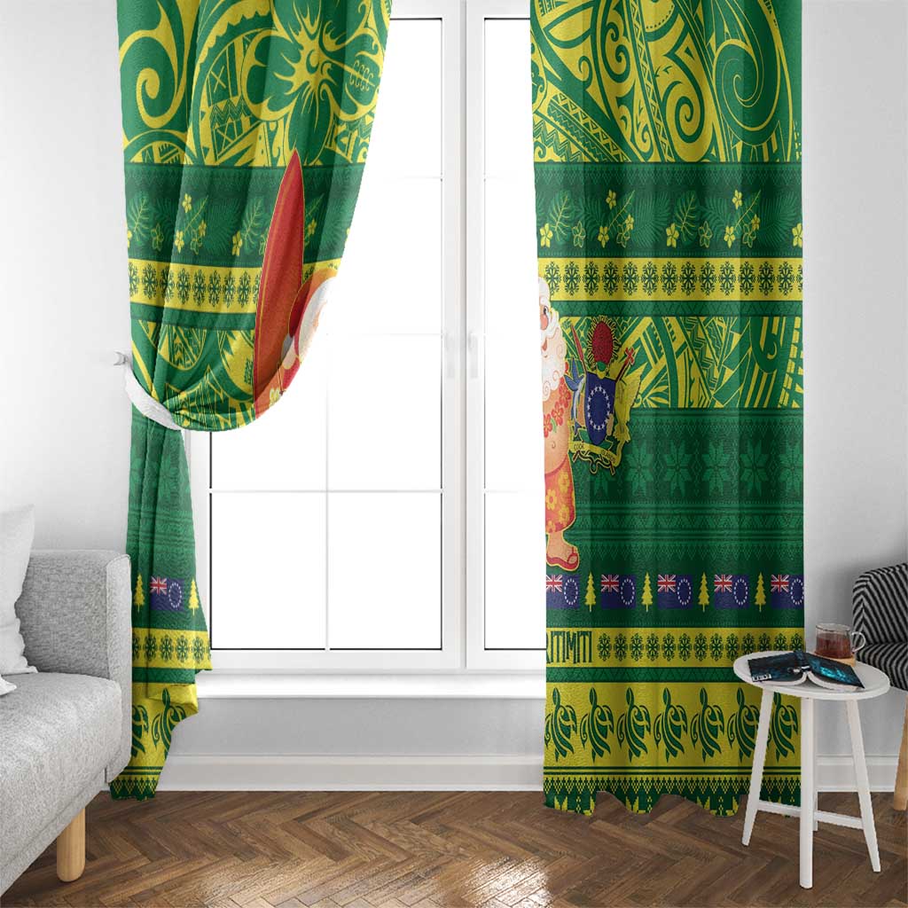 Cook Islands Christmas Window Curtain Surfing Santa Mere Kiritimiti LT14 - Polynesian Pride