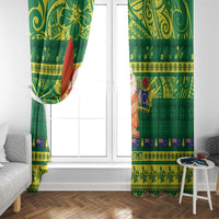 Cook Islands Christmas Window Curtain Surfing Santa Mere Kiritimiti LT14 - Polynesian Pride