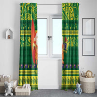 Cook Islands Christmas Window Curtain Surfing Santa Mere Kiritimiti LT14 - Polynesian Pride