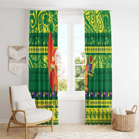 Cook Islands Christmas Window Curtain Surfing Santa Mere Kiritimiti LT14 - Polynesian Pride