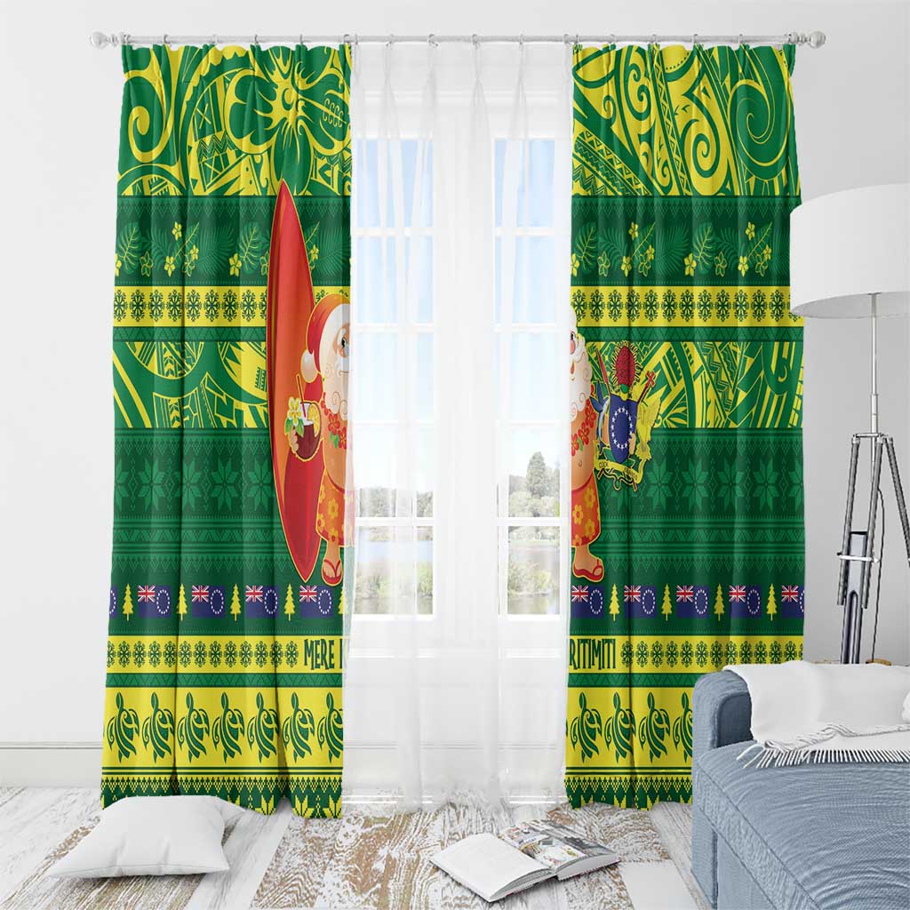 Cook Islands Christmas Window Curtain Surfing Santa Mere Kiritimiti LT14 - Polynesian Pride