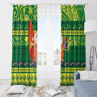 Cook Islands Christmas Window Curtain Surfing Santa Mere Kiritimiti LT14 - Polynesian Pride