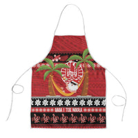 French Polynesia Christmas Apron Tiare Chilling Santa Oaoa I teie Noera LT14 Red - Polynesian Pride