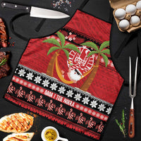 French Polynesia Christmas Apron Tiare Chilling Santa Oaoa I teie Noera LT14 Red - Polynesian Pride