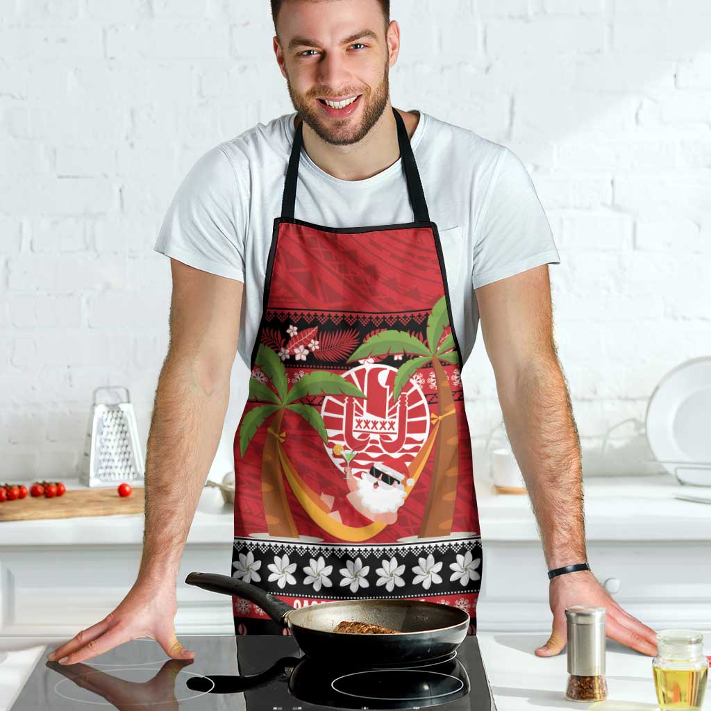 French Polynesia Christmas Apron Tiare Chilling Santa Oaoa I teie Noera LT14 - Polynesian Pride