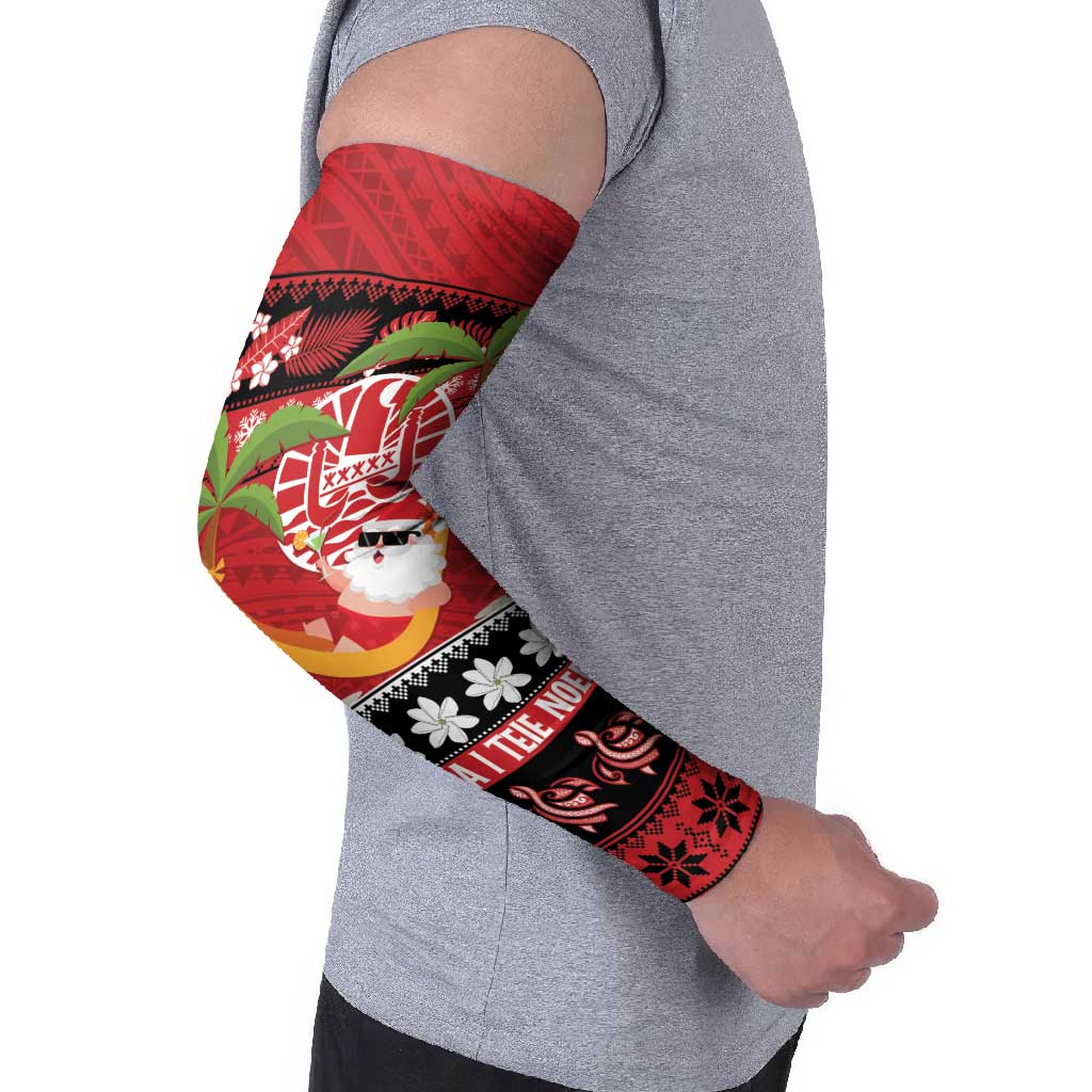 French Polynesia Christmas Arm Sleeves Tiare Chilling Santa Oaoa I teie Noera LT14 - Polynesian Pride
