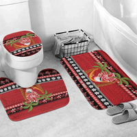 French Polynesia Christmas Bathroom Set Tiare Chilling Santa Oaoa I teie Noera LT14 Mat Set Only (3 pcs) One Size Red - Polynesian Pride