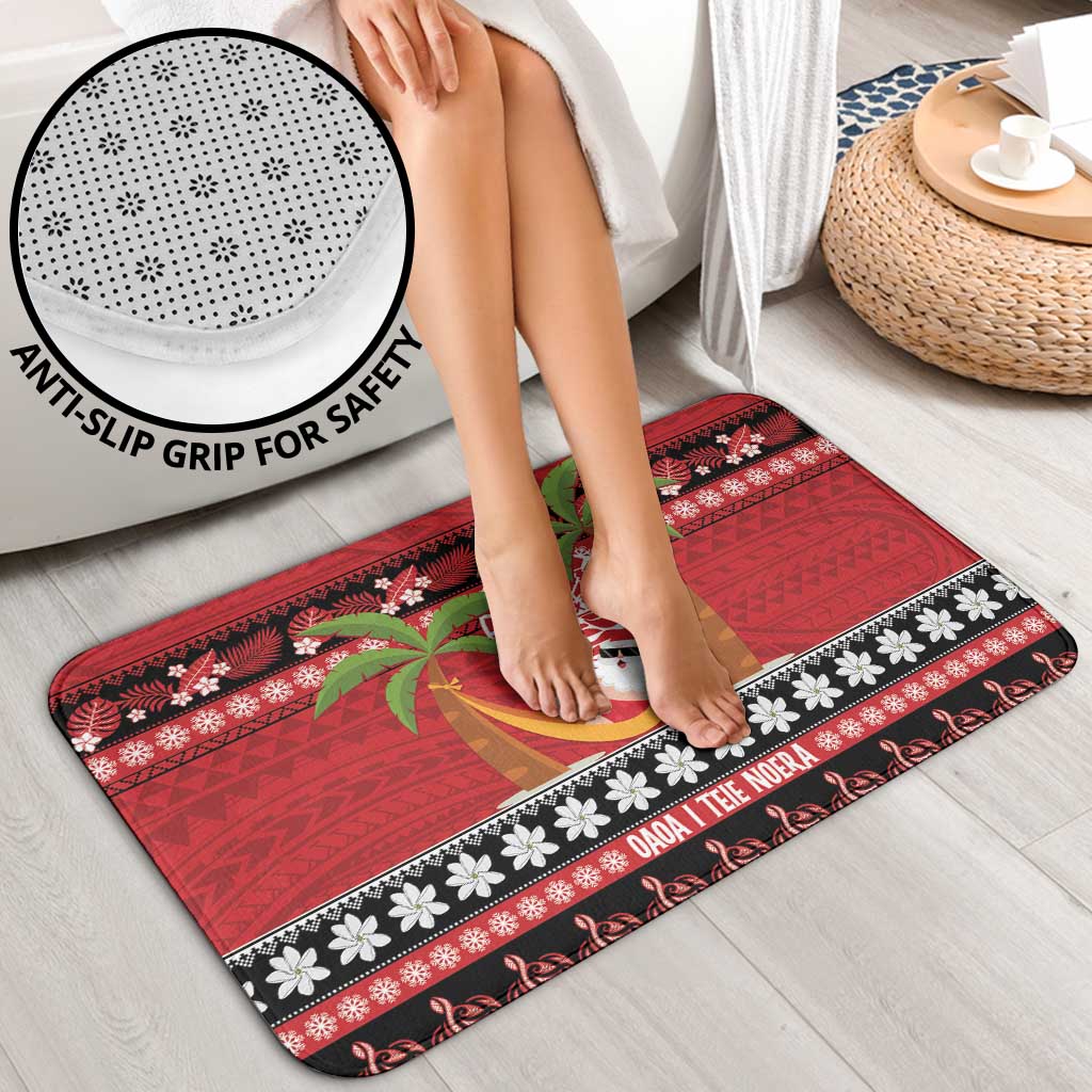French Polynesia Christmas Bathroom Set Tiare Chilling Santa Oaoa I teie Noera LT14 - Polynesian Pride