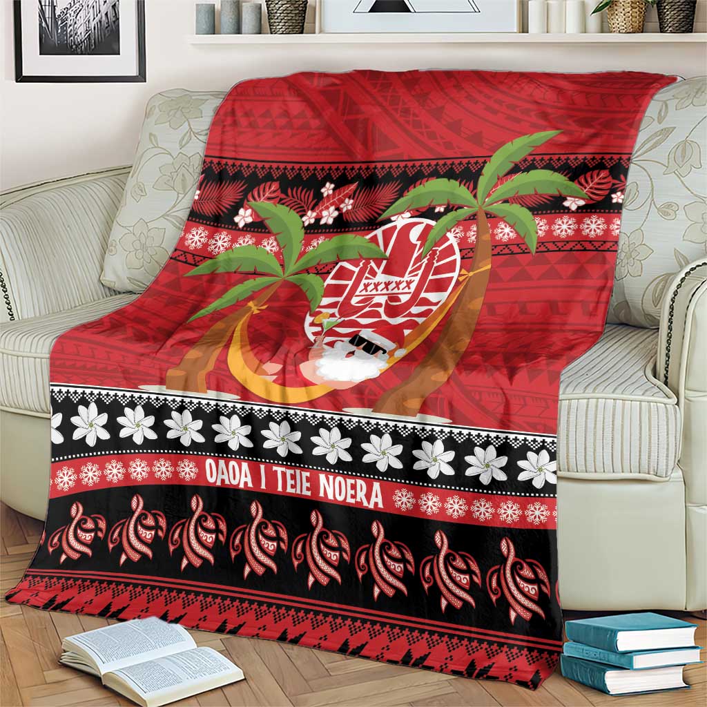 French Polynesia Christmas Blanket Tiare Chilling Santa Oaoa I teie Noera LT14 - Polynesian Pride