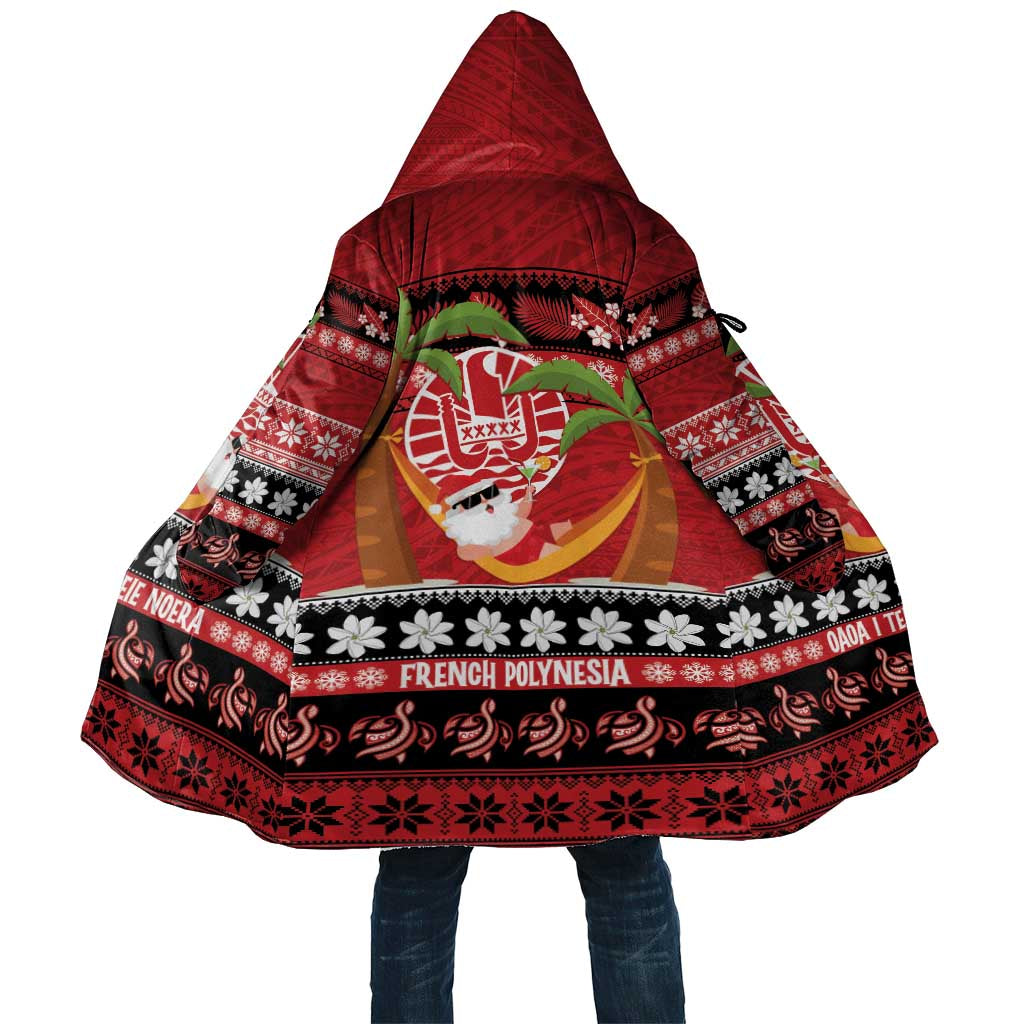 French Polynesia Christmas Cloak Tiare Chilling Santa Oaoa I teie Noera LT14 Unisex Red - Polynesian Pride