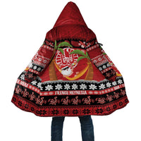 French Polynesia Christmas Cloak Tiare Chilling Santa Oaoa I teie Noera LT14 Unisex Red - Polynesian Pride