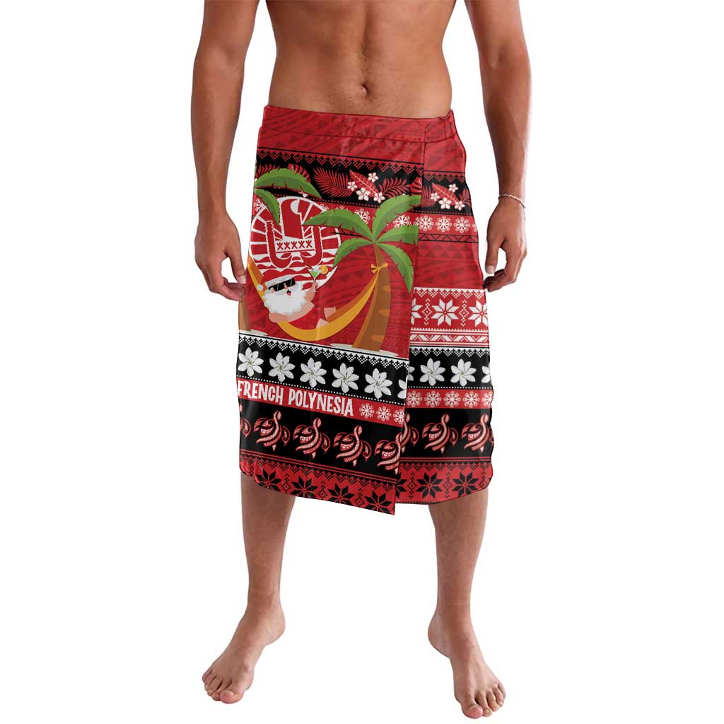 French Polynesia Christmas Lavalava Tiare Chilling Santa Oaoa I teie Noera LT14 Red - Polynesian Pride