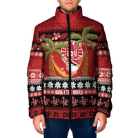 French Polynesia Christmas Padded Jacket Tiare Chilling Santa Oaoa I teie Noera LT14 Men Red - Polynesian Pride