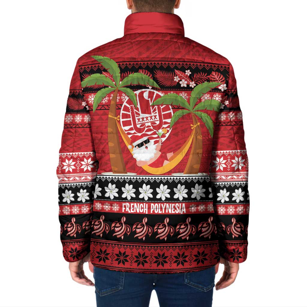 French Polynesia Christmas Padded Jacket Tiare Chilling Santa Oaoa I teie Noera LT14 - Polynesian Pride