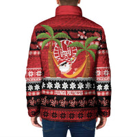 French Polynesia Christmas Padded Jacket Tiare Chilling Santa Oaoa I teie Noera LT14 - Polynesian Pride