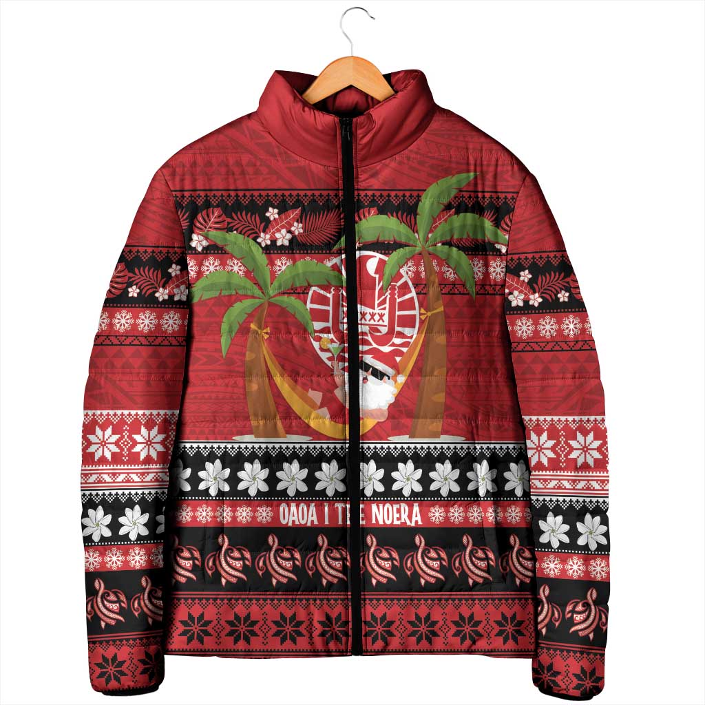 French Polynesia Christmas Padded Jacket Tiare Chilling Santa Oaoa I teie Noera LT14 - Polynesian Pride