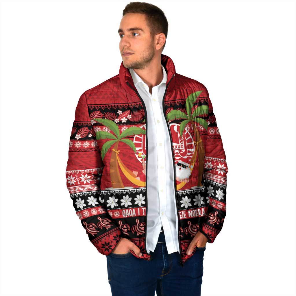 French Polynesia Christmas Padded Jacket Tiare Chilling Santa Oaoa I teie Noera LT14 - Polynesian Pride