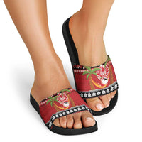 French Polynesia Christmas Slide Sandals Tiare Chilling Santa Oaoa I teie Noera LT14 - Polynesian Pride
