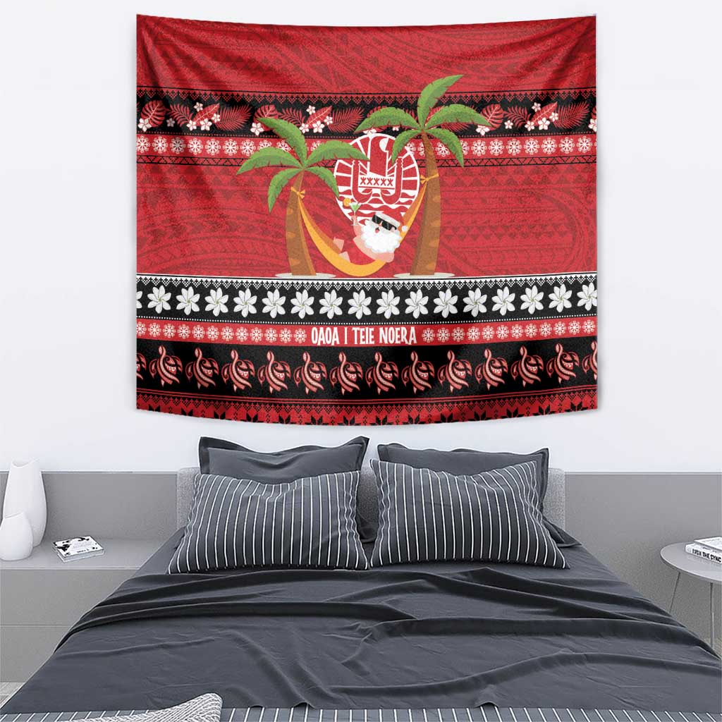 French Polynesia Christmas Tapestry Tiare Chilling Santa Oaoa I teie Noera LT14 - Polynesian Pride