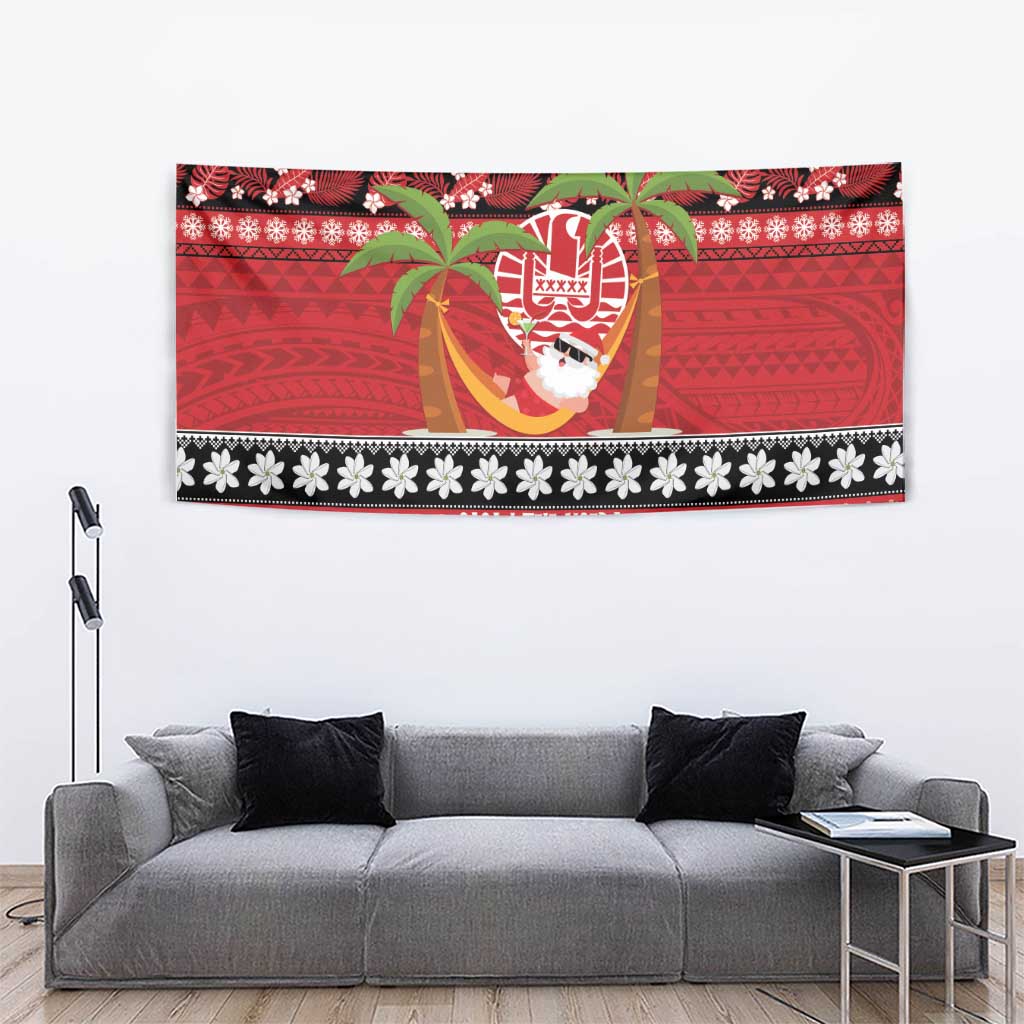 French Polynesia Christmas Tapestry Tiare Chilling Santa Oaoa I teie Noera LT14 - Polynesian Pride