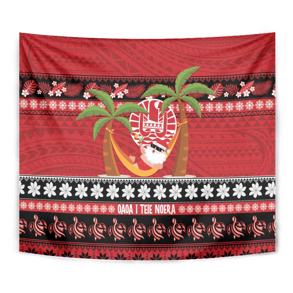 French Polynesia Christmas Tapestry Tiare Chilling Santa Oaoa I teie Noera LT14 - Polynesian Pride