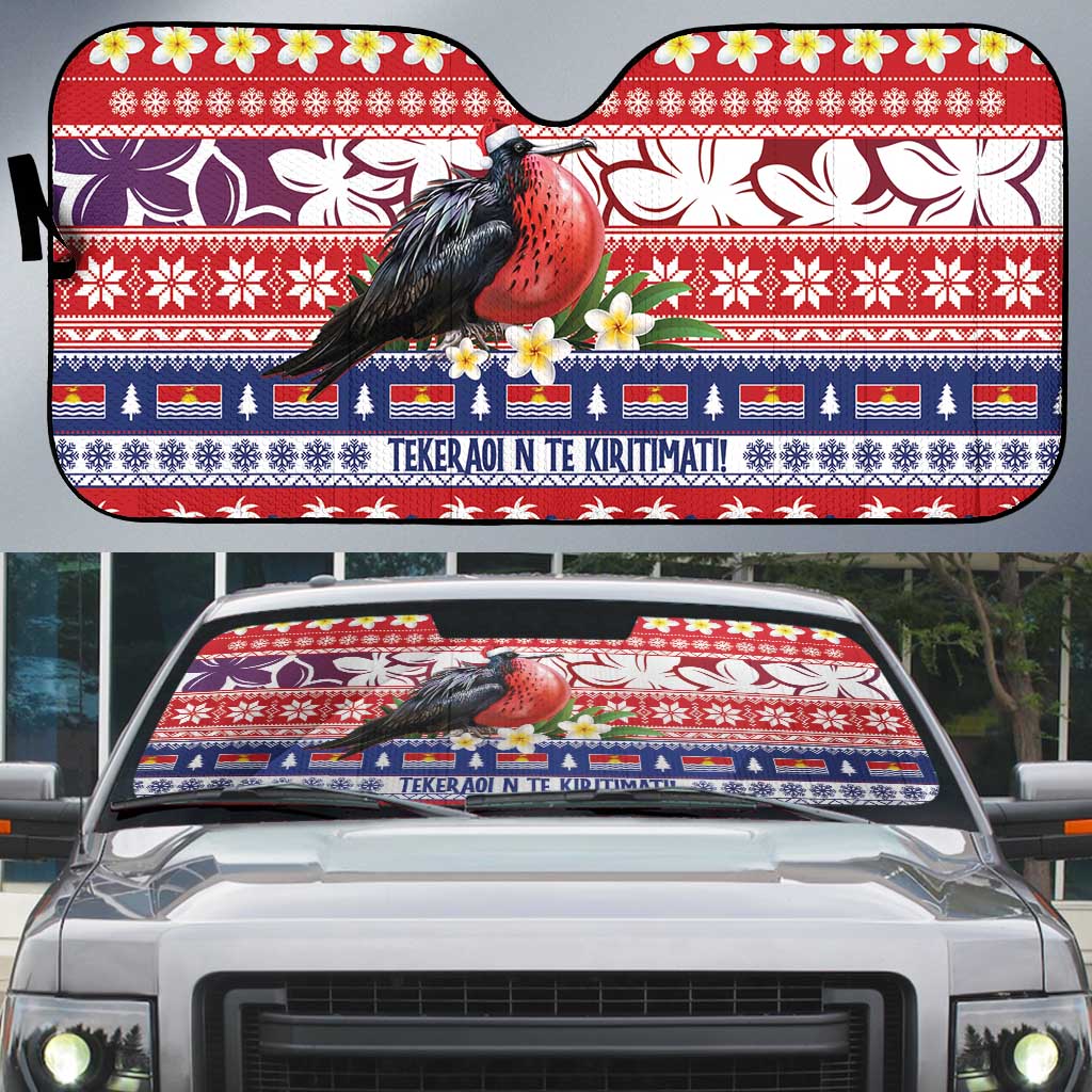 Kiribati Christmas Auto Sun Shade Frigatebird Santa Tekeraoi n te Kiritimati LT14 Red - Polynesian Pride