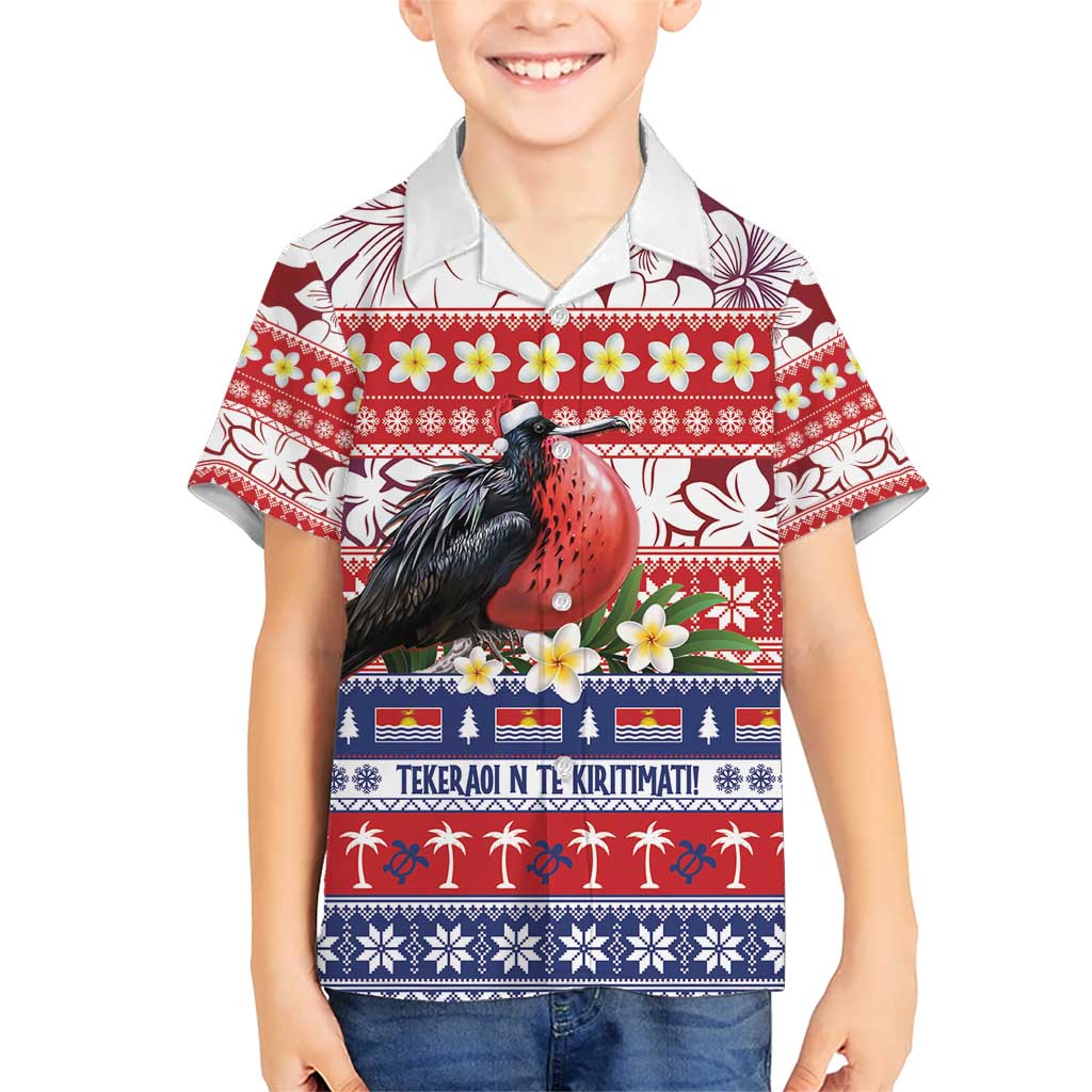 Kiribati Christmas Kid Hawaiian Shirt Frigatebird Santa Tekeraoi n te Kiritimati LT14 Kid Red - Polynesian Pride