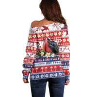 Kiribati Christmas Off Shoulder Sweater Frigatebird Santa Tekeraoi n te Kiritimati LT14 - Polynesian Pride