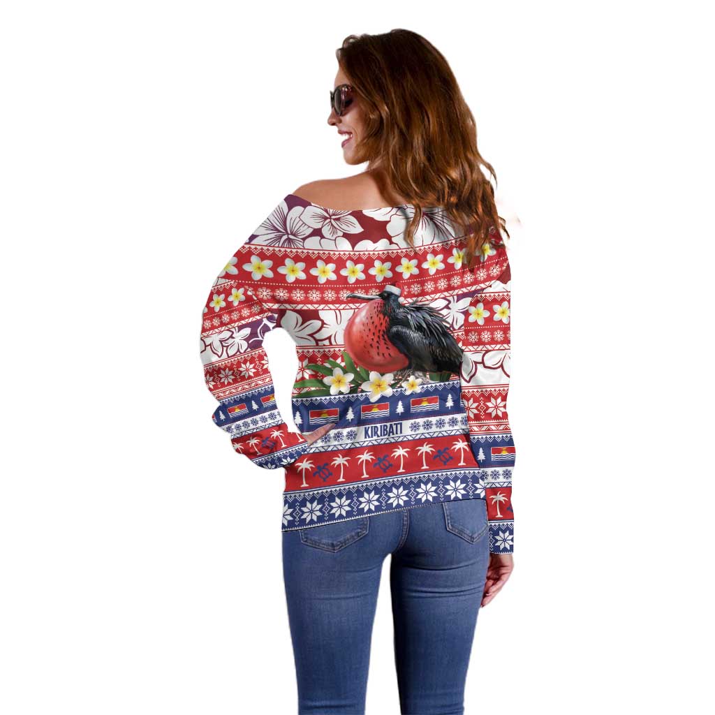 Kiribati Christmas Off Shoulder Sweater Frigatebird Santa Tekeraoi n te Kiritimati LT14 - Polynesian Pride