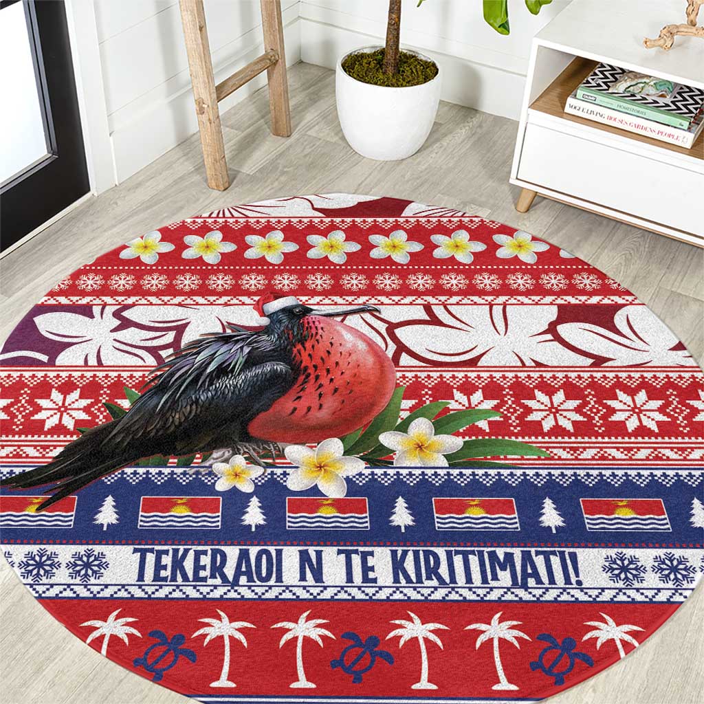 Kiribati Christmas Round Carpet Frigatebird Santa Tekeraoi n te Kiritimati LT14 Red - Polynesian Pride