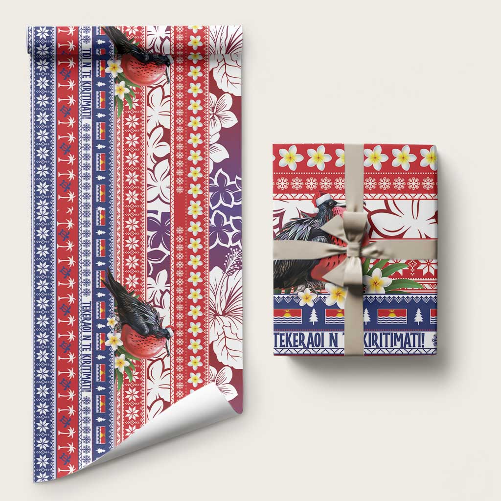 Kiribati Christmas Wrapping Paper Frigatebird Santa Tekeraoi n te Kiritimati LT14 58" × 23" Red - Polynesian Pride