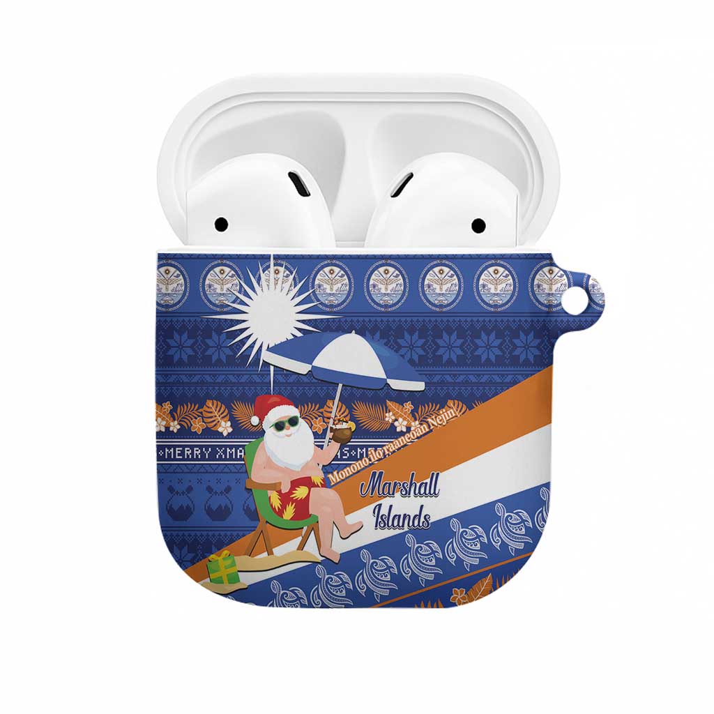 Marshall Islands Christmas AirPods Case Beachy Santa Monono ilo raaneoan Nejin LT14 Blue - Polynesian Pride