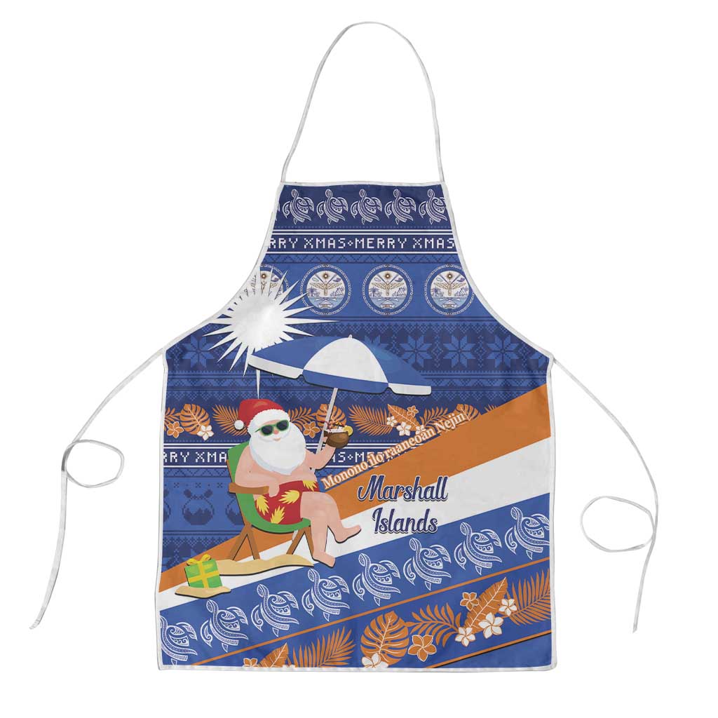 Marshall Islands Christmas Apron Beachy Santa Monono ilo raaneoan Nejin LT14 Blue - Polynesian Pride