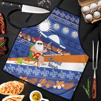 Marshall Islands Christmas Apron Beachy Santa Monono ilo raaneoan Nejin LT14 Blue - Polynesian Pride