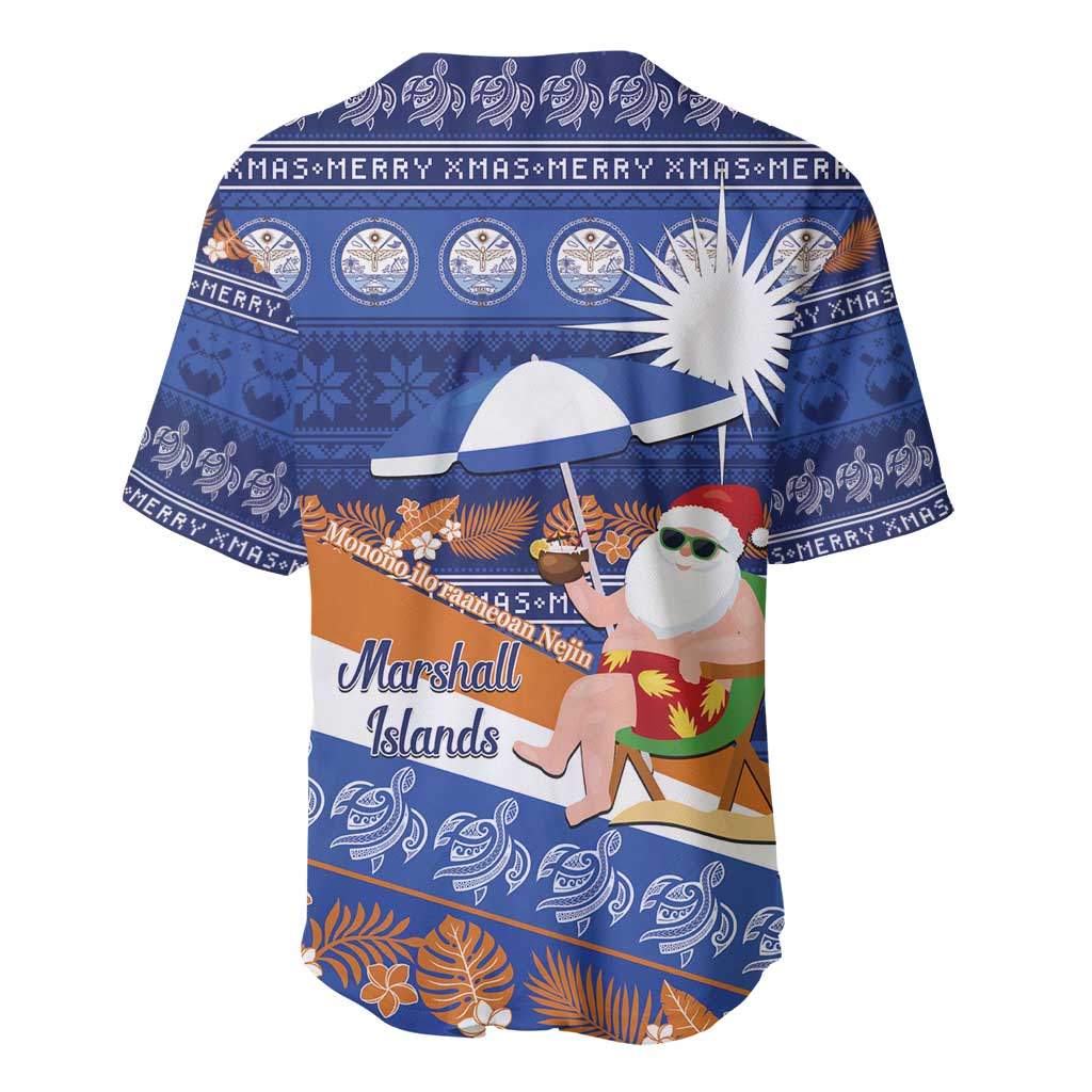Marshall Islands Christmas Baseball Jersey Beachy Santa Monono ilo raaneoan Nejin LT14 - Polynesian Pride