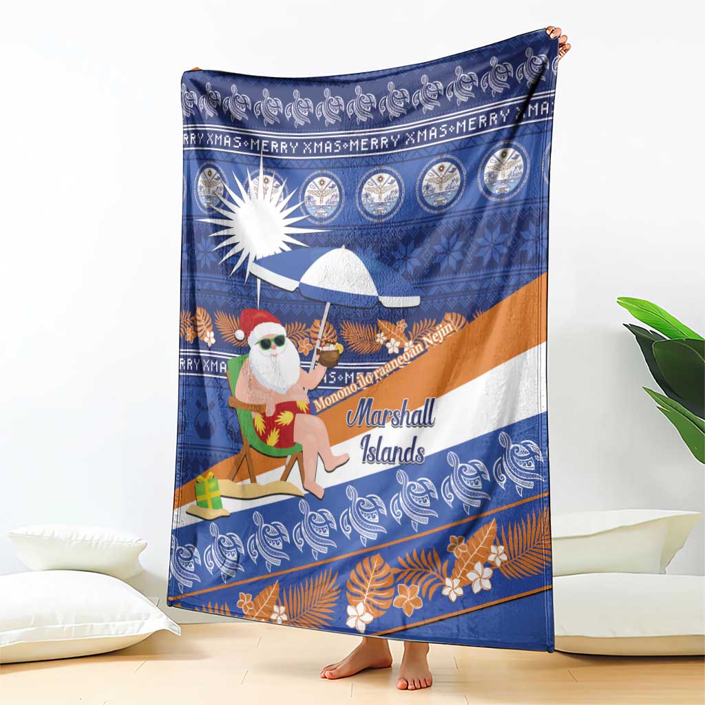 Marshall Islands Christmas Blanket Beachy Santa Monono ilo raaneoan Nejin LT14 - Polynesian Pride