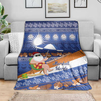 Marshall Islands Christmas Blanket Beachy Santa Monono ilo raaneoan Nejin LT14 - Polynesian Pride