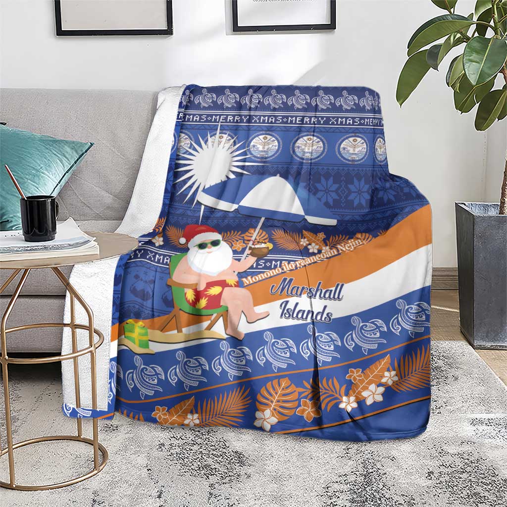 Marshall Islands Christmas Blanket Beachy Santa Monono ilo raaneoan Nejin LT14 - Polynesian Pride