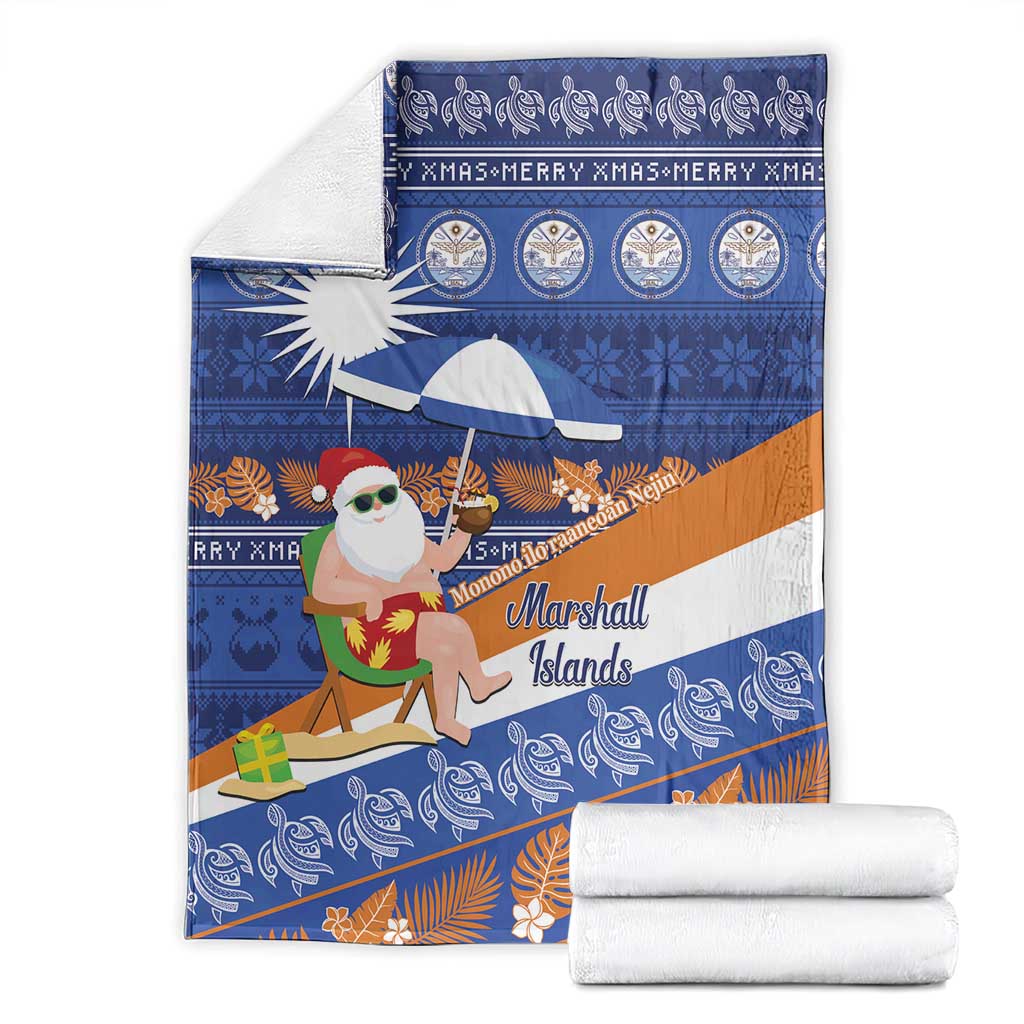 Marshall Islands Christmas Blanket Beachy Santa Monono ilo raaneoan Nejin LT14 - Polynesian Pride