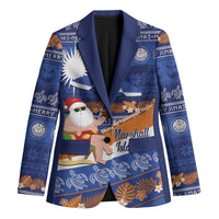 Marshall Islands Christmas Blazer Beachy Santa Monono ilo raaneoan Nejin LT14 Unisex Blue - Polynesian Pride
